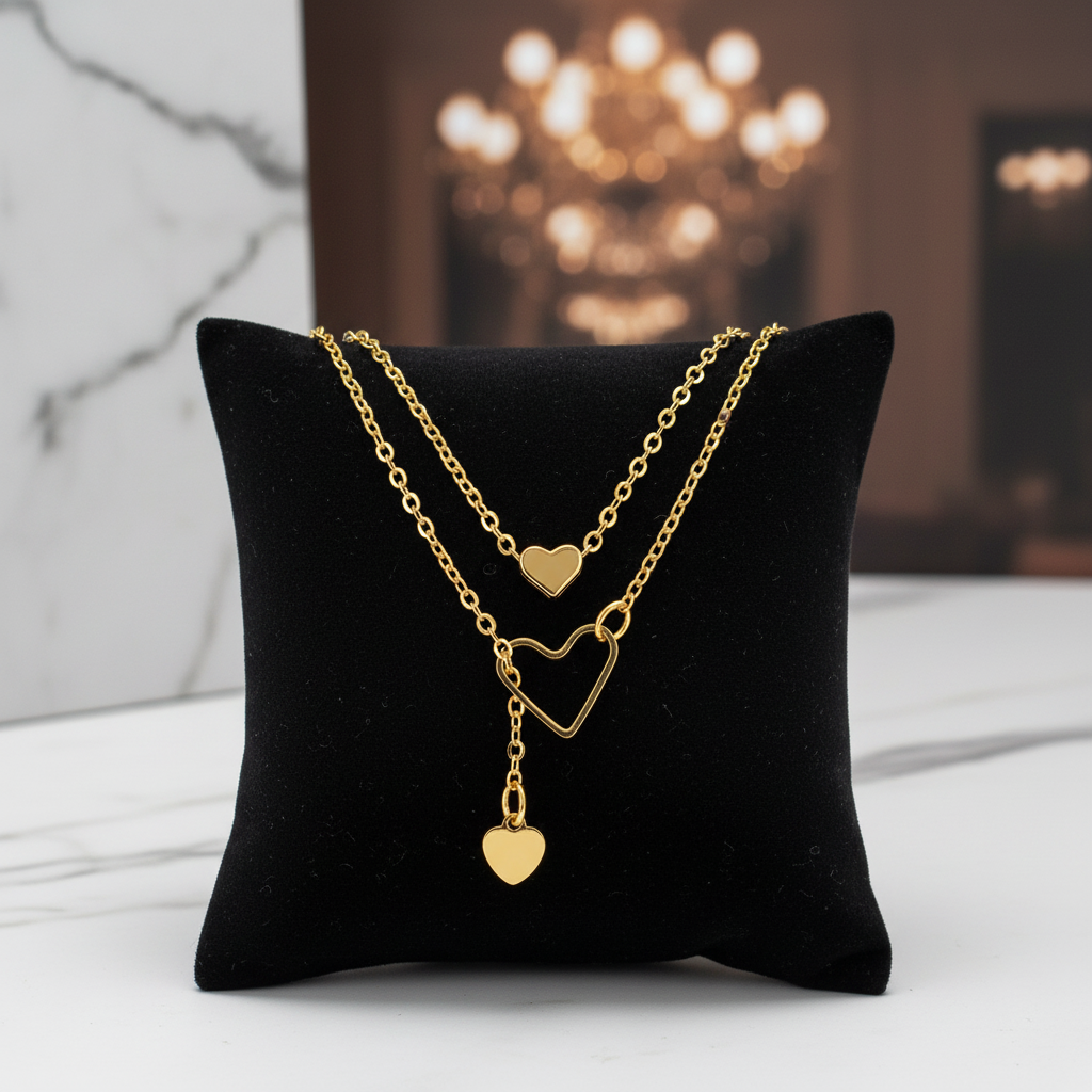 Golden Heart Layer Halsband