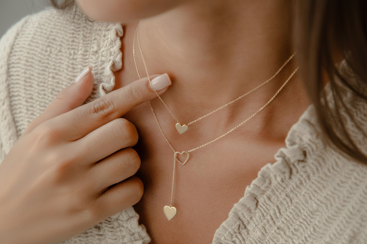 Golden Heart Layer Halsband